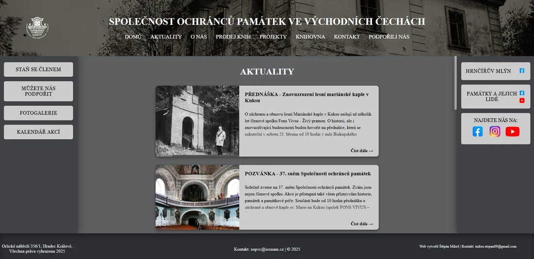 Původní web SOPVC před redesignem
